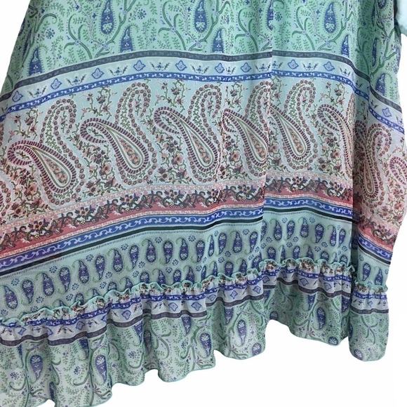 PINK COCONUT Boutique Plus Size Top Tunic Blouse Paisley Sheer Short Sleeve XXXL - Picture 6 of 10